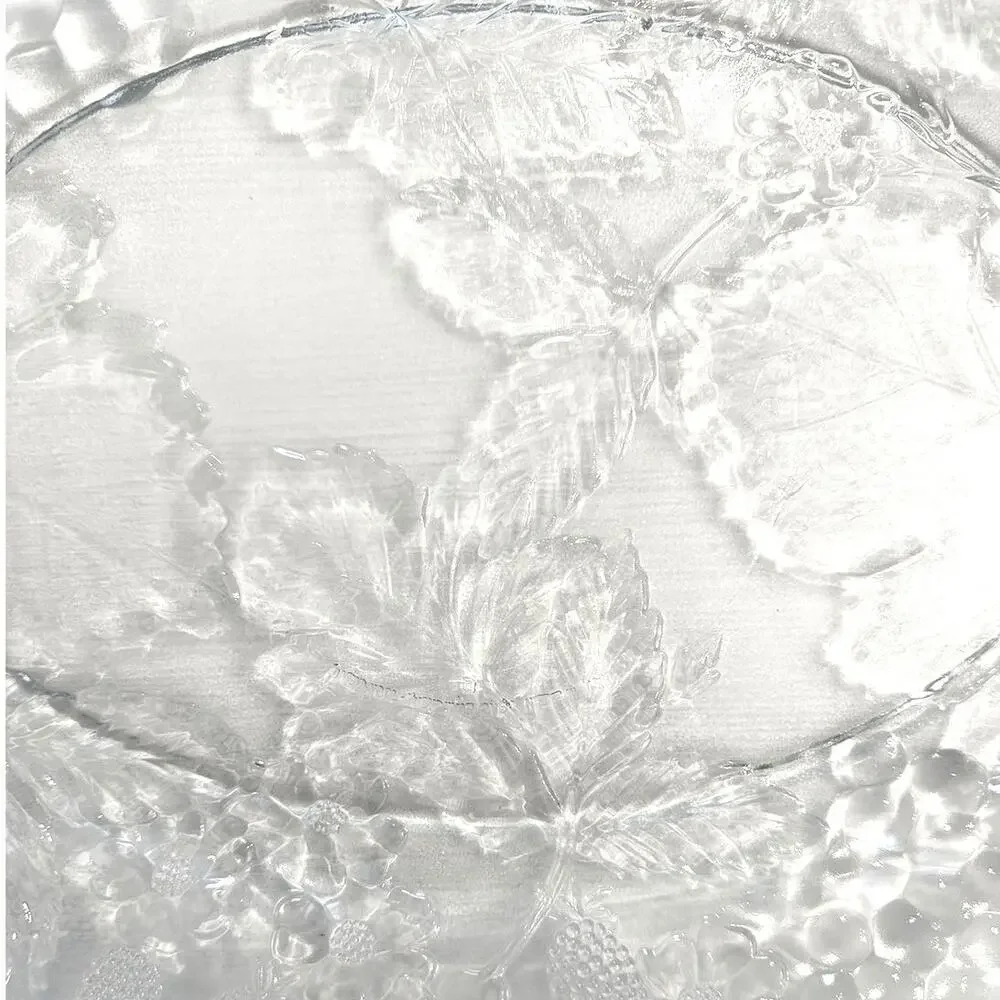 Anchor Hocking Heavy Glass Oval Embossed Grapes Leaves Berries Platter 17.75
